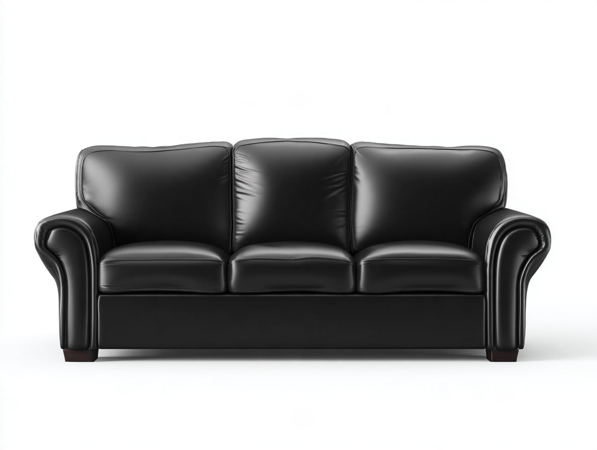 Canapé 3 places-Cuir-225x94x82 cm-Noir-Style classique