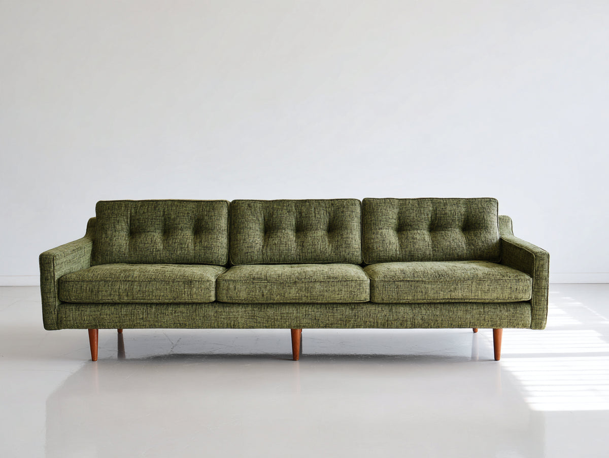 Canapé 3 places-Tissu-240x98x84 cm-Vert olive-Style Mid-Century