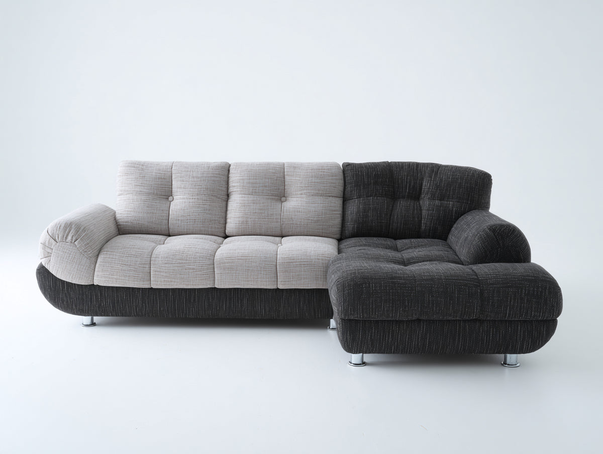 Canapé d'angle - tissu - 300x185x88 cm - gris clair-gris foncé - contemporain