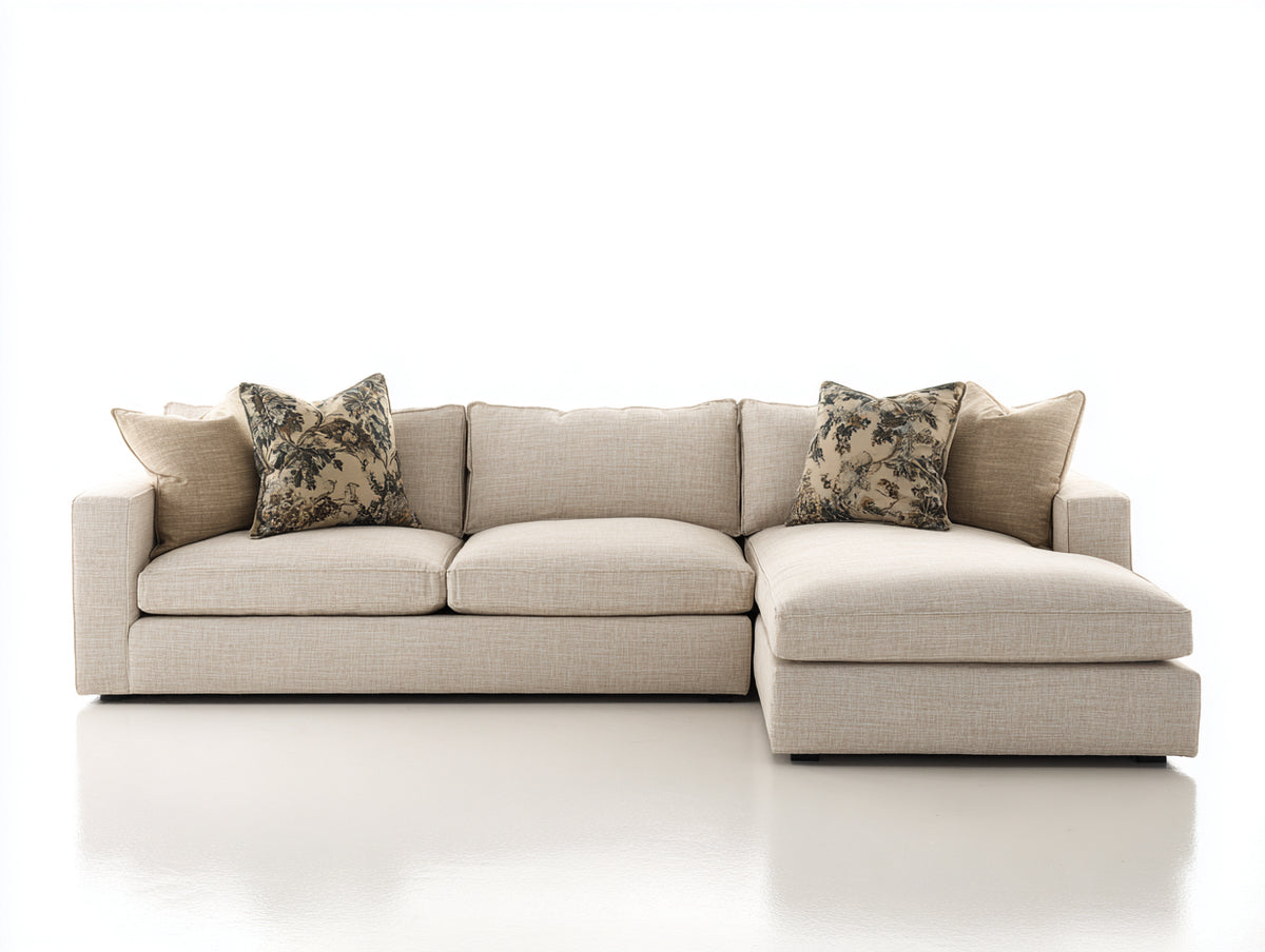 Canapé d'angle-Tissu-310x170x85 cm-Beige-Style contemporain