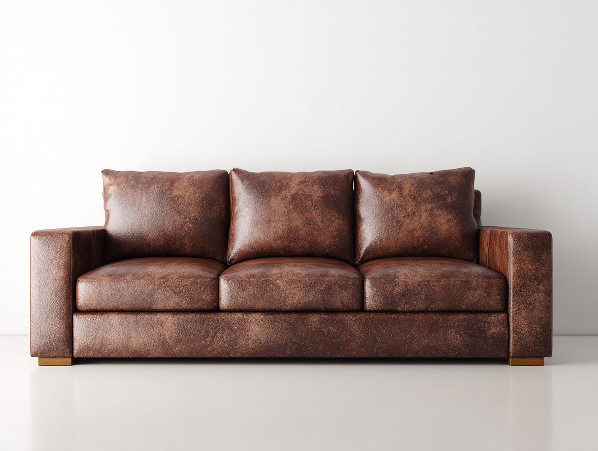 Canapé 3 places-Cuir-230x95x80 cm-Marron-Style contemporain