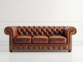 Canapé 3 places-Cuir-220x90x75 cm-Marron-Style Chesterfield