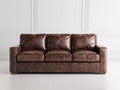 Canapé 3 places-Cuir-240x98x82 cm-Marron foncé-Style vintage