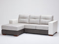 Canapé d'angle - tissu-cuir - 310x180x88 cm - gris clair-gris-blanc - moderne