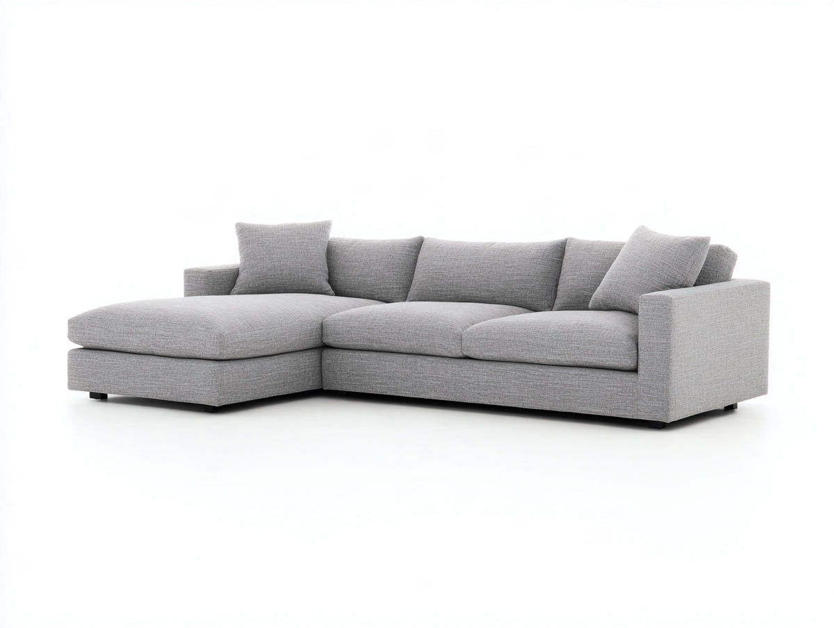 Canapé d'angle - tissu - 315x180x84 cm - gris clair - moderne