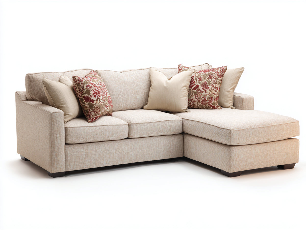 Canapé d'angle - tissu - 290x175x86 cm - écru - moderne