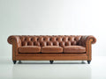 Canapé 3 places-Cuir-235x95x78 cm-Marron-Style Chesterfield