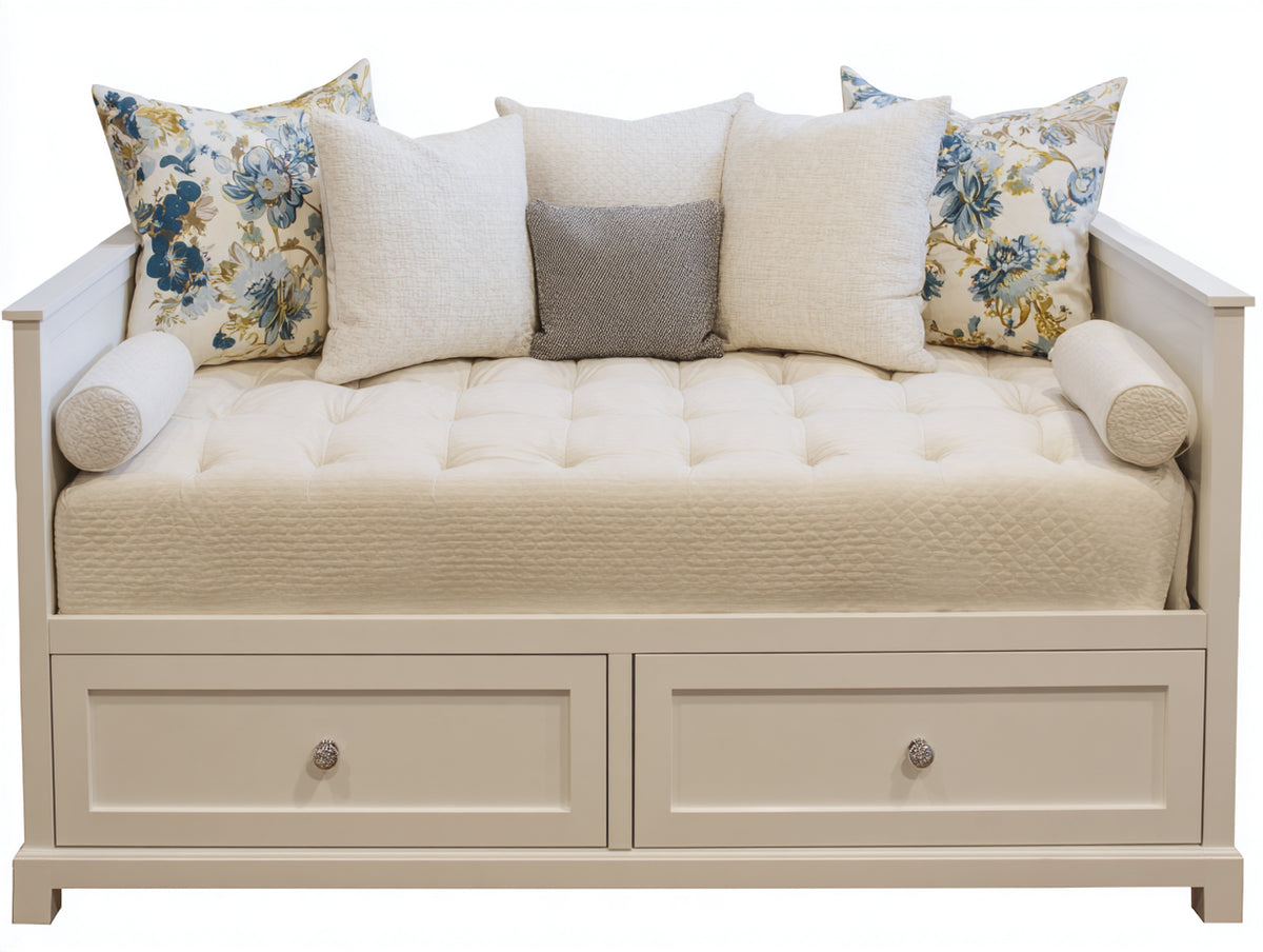 Canapé lit-Bois-200x90x78 cm-Blanc cassé-Classique