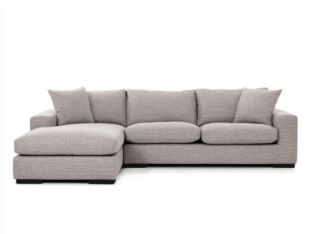 Canapé d'angle - tissu - 305x175x84 cm - gris clair - moderne