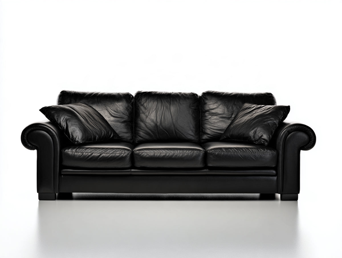 Canapé 3 places-Cuir-230x95x83 cm-Noir-Style moderne