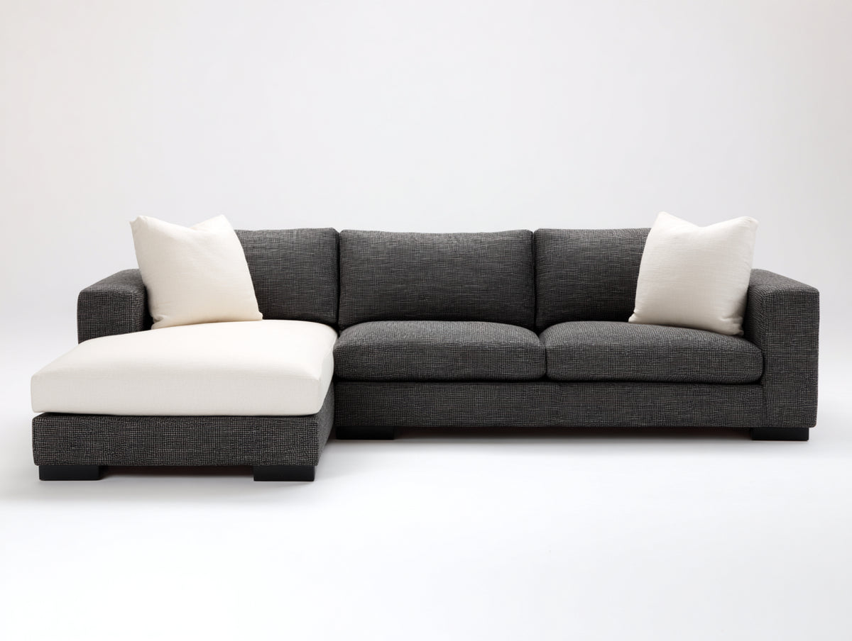 Canapé d'angle - tissu - 295x170x85 cm - anthracite-écru - moderne