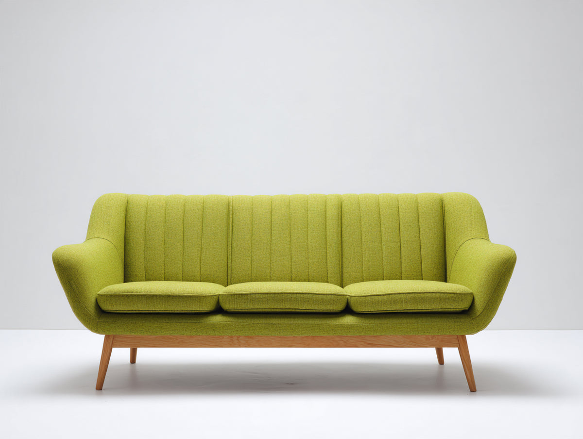 Canapé 3 places-Tissu-230x92x82 cm-Vert citron-Style Mid-Century