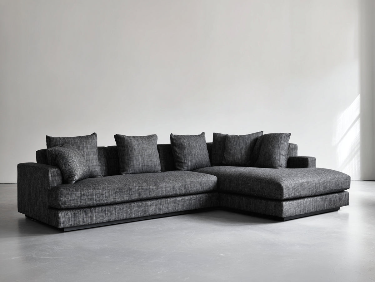Canapé d'angle - tissu - 330x190x85 cm - gris foncé - contemporain