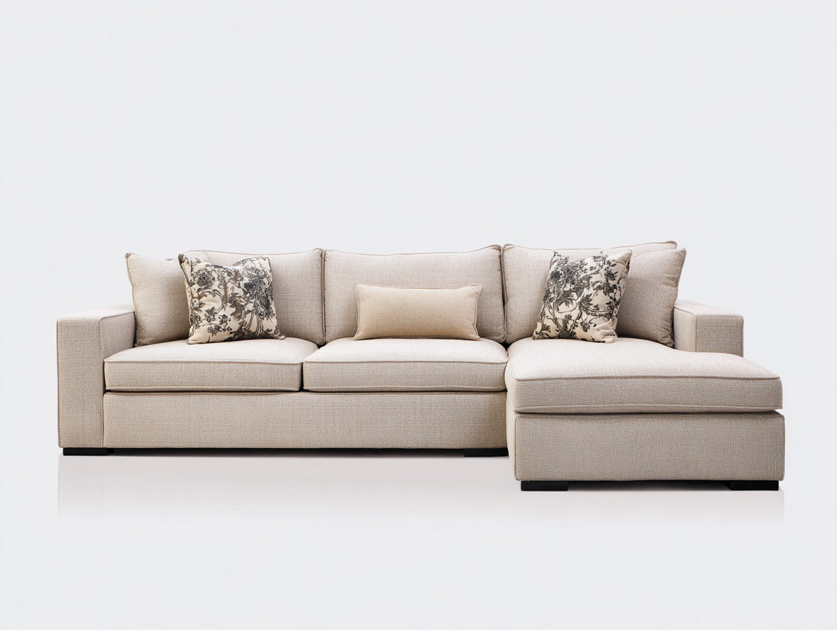 Canapé d'angle-Tissu-320x175x86 cm-Beige-Style contemporain